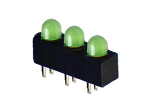3MM插件LED组装LED绿灯EH-30T-3GD,3灯组装带灯座